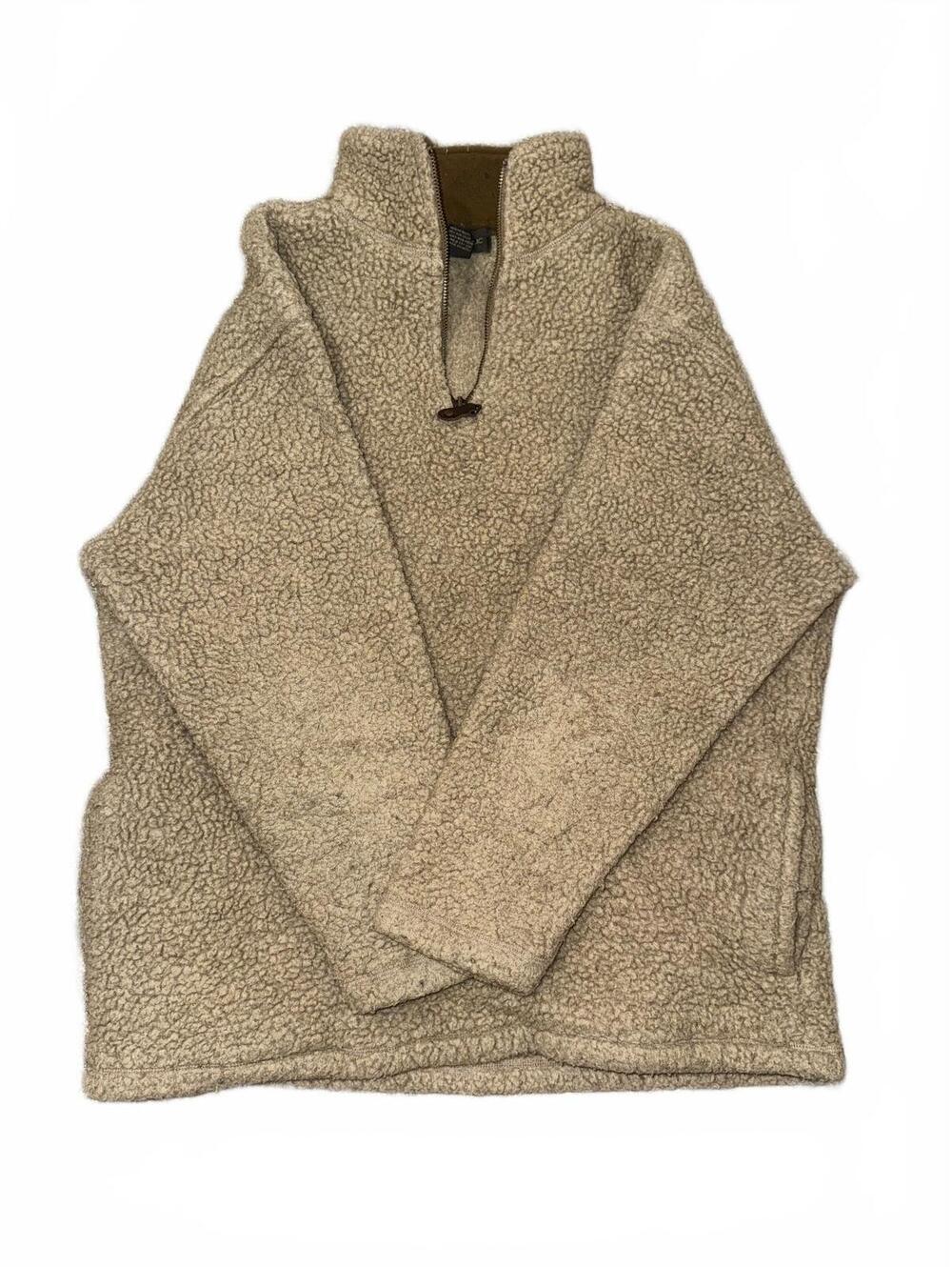 Men’s Banana Republic Tan Quarter Zip Sherpa Fleece Pullover Size Large